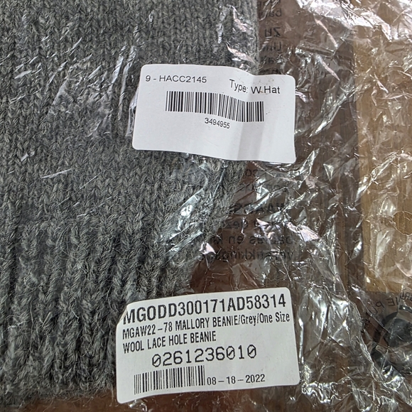 Molly Goddard Mallory Lambswool Lace Hole Beanie Hat Grey Winter Cap NWT main image 7